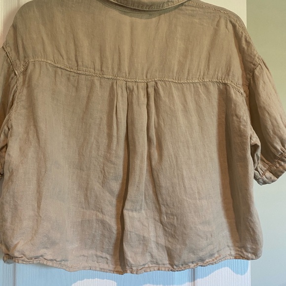 ZaraTan women’s Organic Button-Up Boyfriend Shirt Linen - Picture 2 of 9